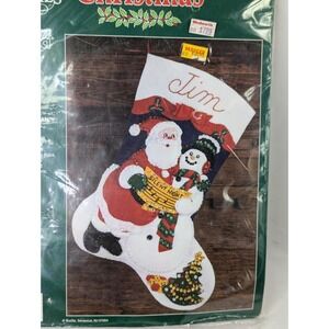 Bucilla Gallery of Stitches Felt Stocking Santa Snowman Sealed